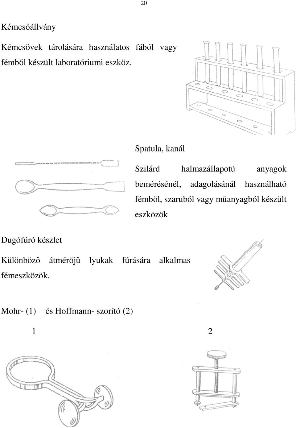 Spatula, kanál Szilárd halmazállapotú anyagok bemérésénél, adagolásánál használható