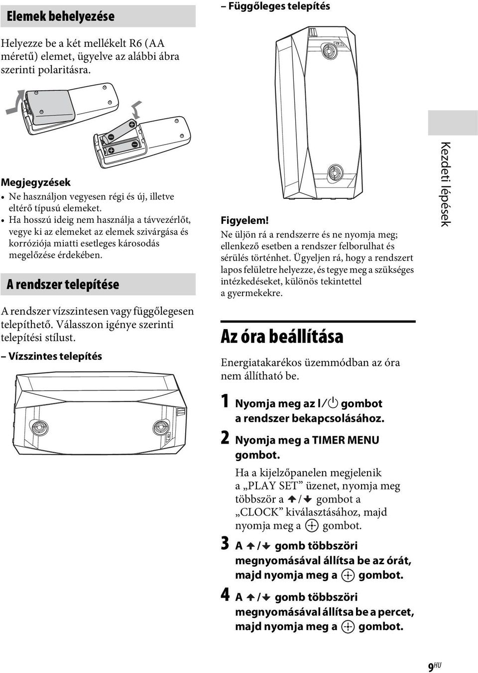 Ha hosszú ideig nem használja a távvezérlőt, vegye ki az elemeket az elemek szivárgása és korróziója miatti esetleges károsodás megelőzése érdekében.