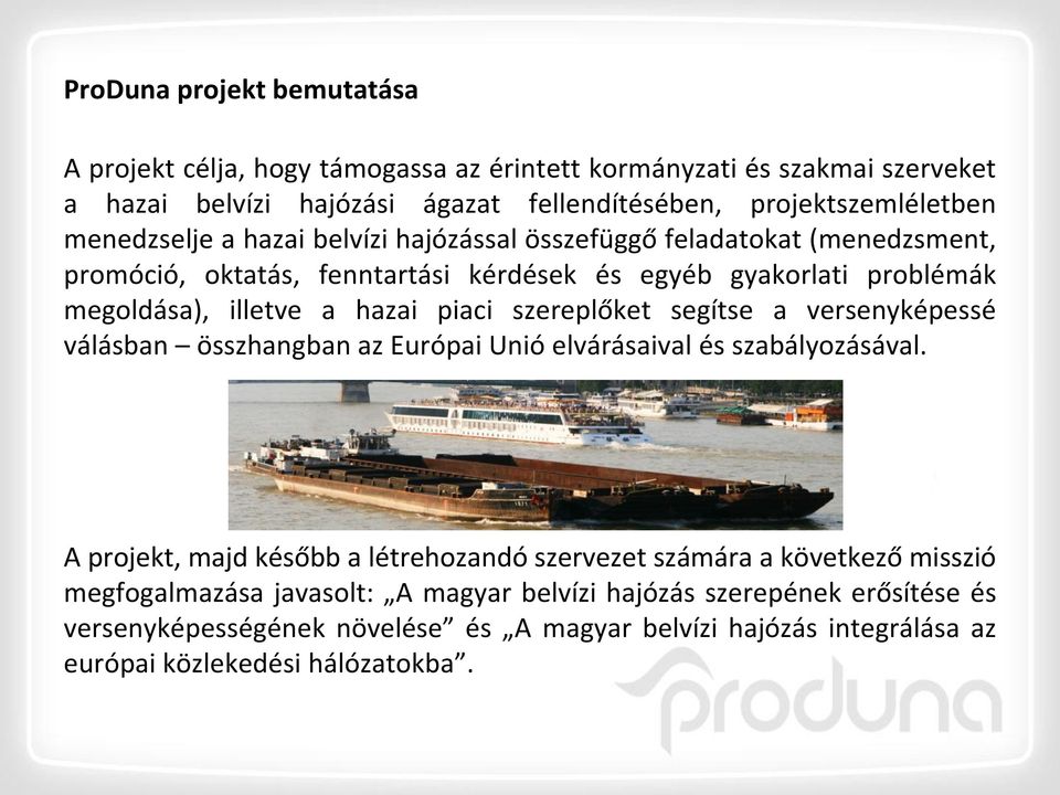 piaci szereplőket segítse a versenyképessé válásban összhangban az Európai Unió elvárásaival és szabályozásával.