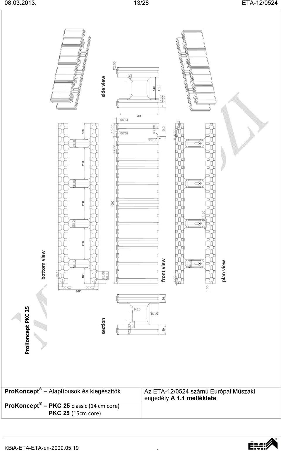 front view plan view side view 150 ProKoncept