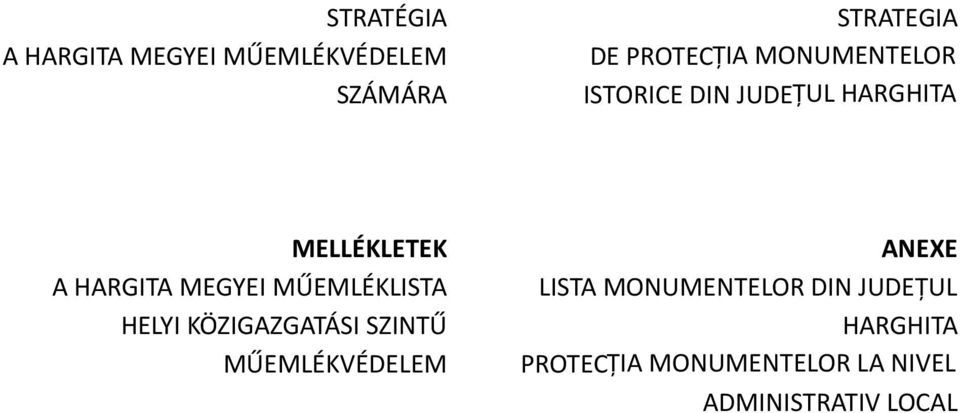 MŰEMLÉKLISTA HELYI KÖZIGAZGATÁSI SZINTŰ MŰEMLÉKVÉDELEM ANEXE LISTA
