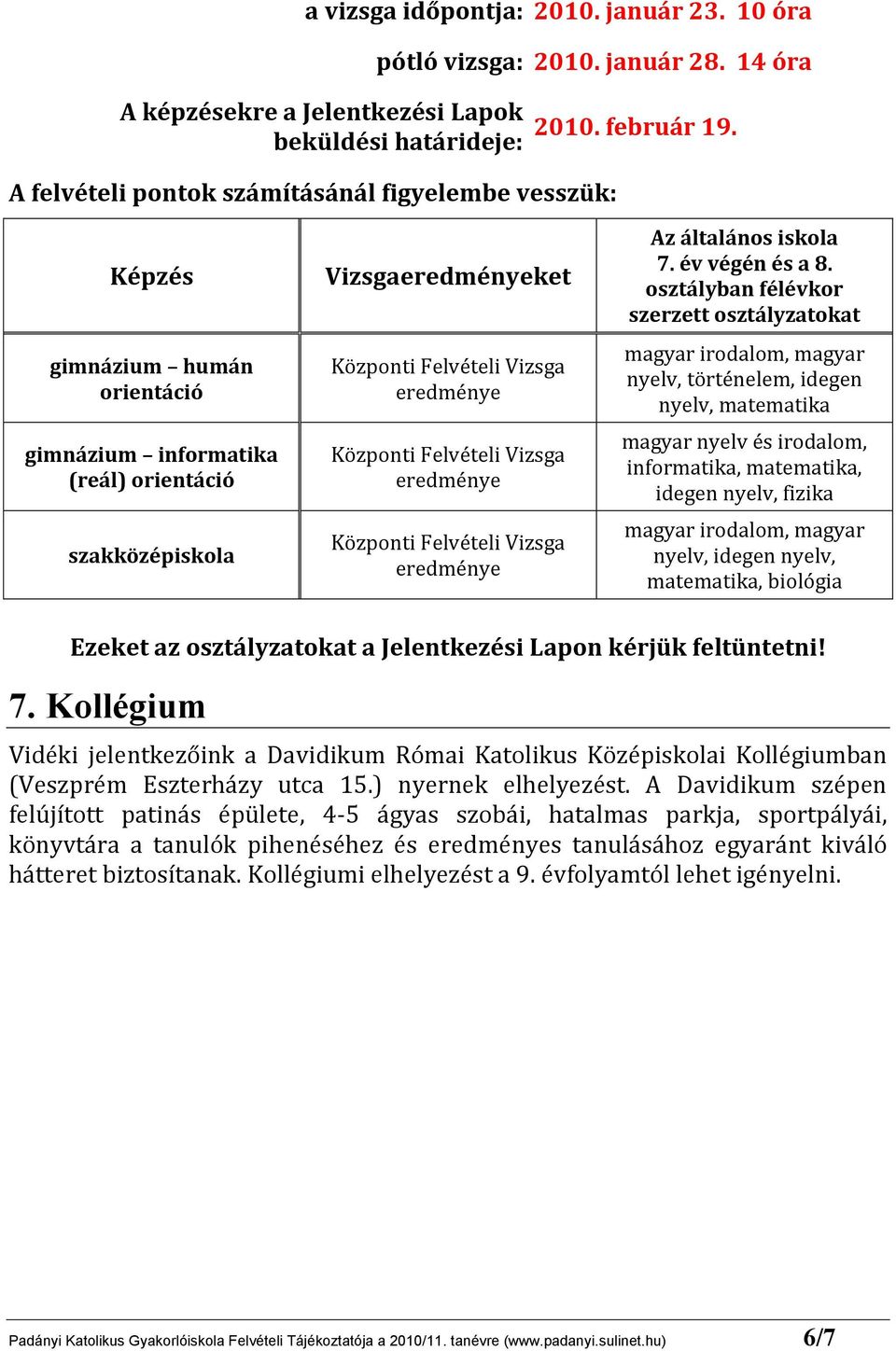 Képzés gimnázium humán orientáció gimnázium informatika (reál) orientáció szakközépiskola Vizsgaeredményeket Központi Felvételi Vizsga eredménye Központi Felvételi Vizsga eredménye Központi Felvételi