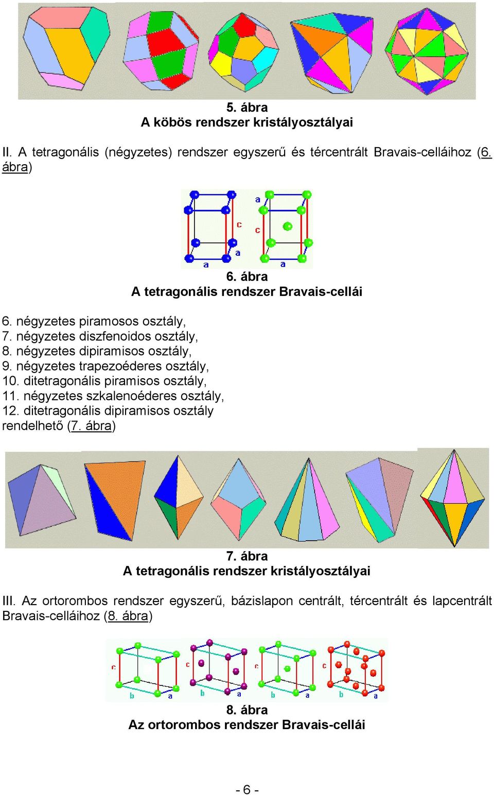 ditetragonális piramisos osztály, 11. négyzetes szkalenoéderes osztály, 12. ditetragonális dipiramisos osztály rendelhető (7. ábra) 6.
