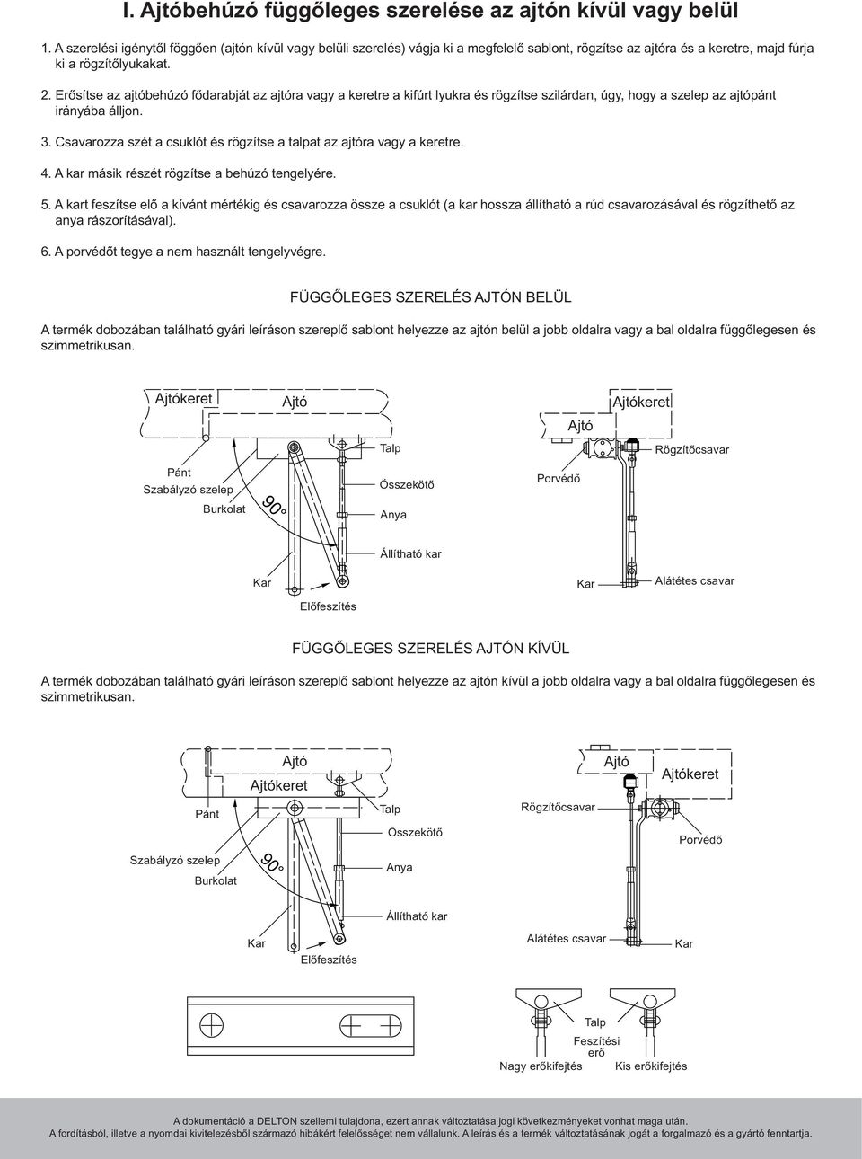 Telepítési leírás Hidraulikus, csuklókaros ajtóbehúzókhoz - PDF Free  Download