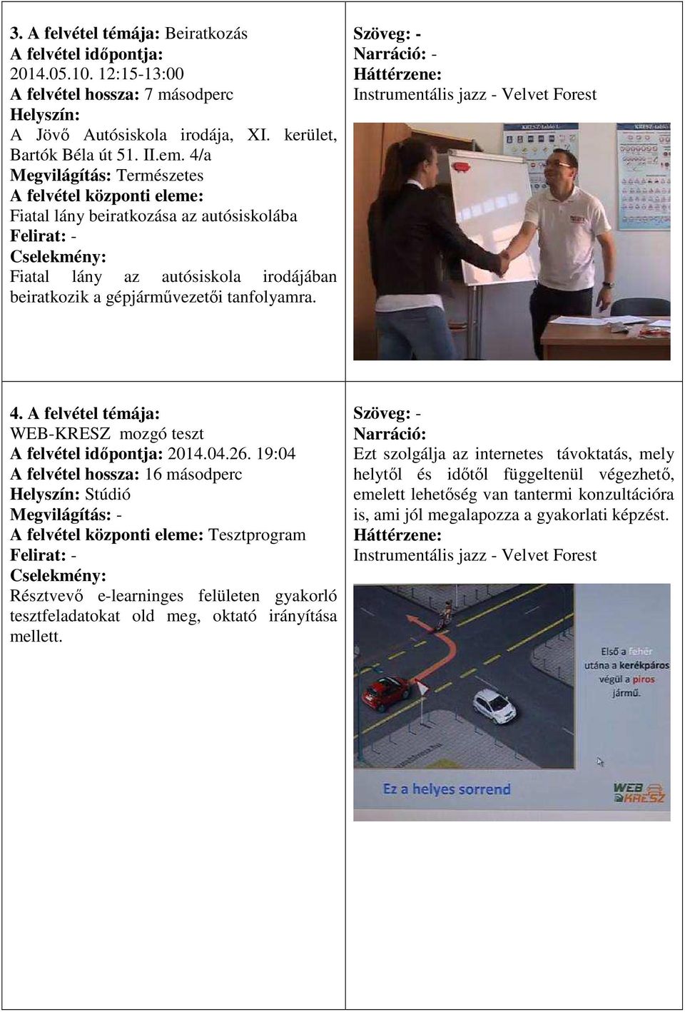 A felvétel témája: WEB-KRESZ mozgó teszt 2014.04.26.