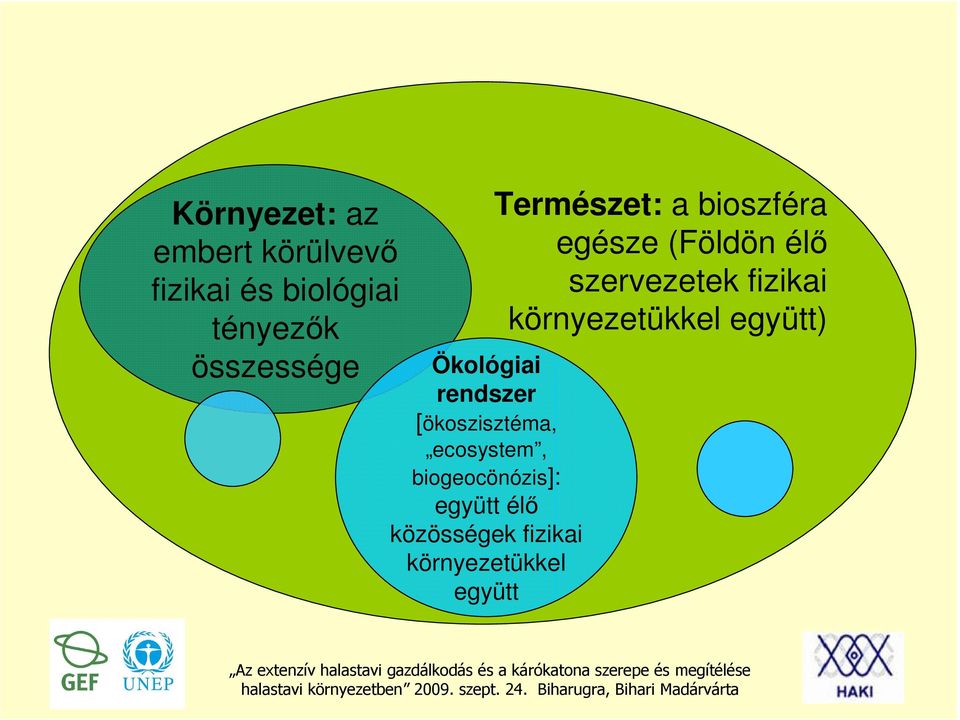 biogeocönózis]: együtt élő közösségek fizikai környezetükkel együtt