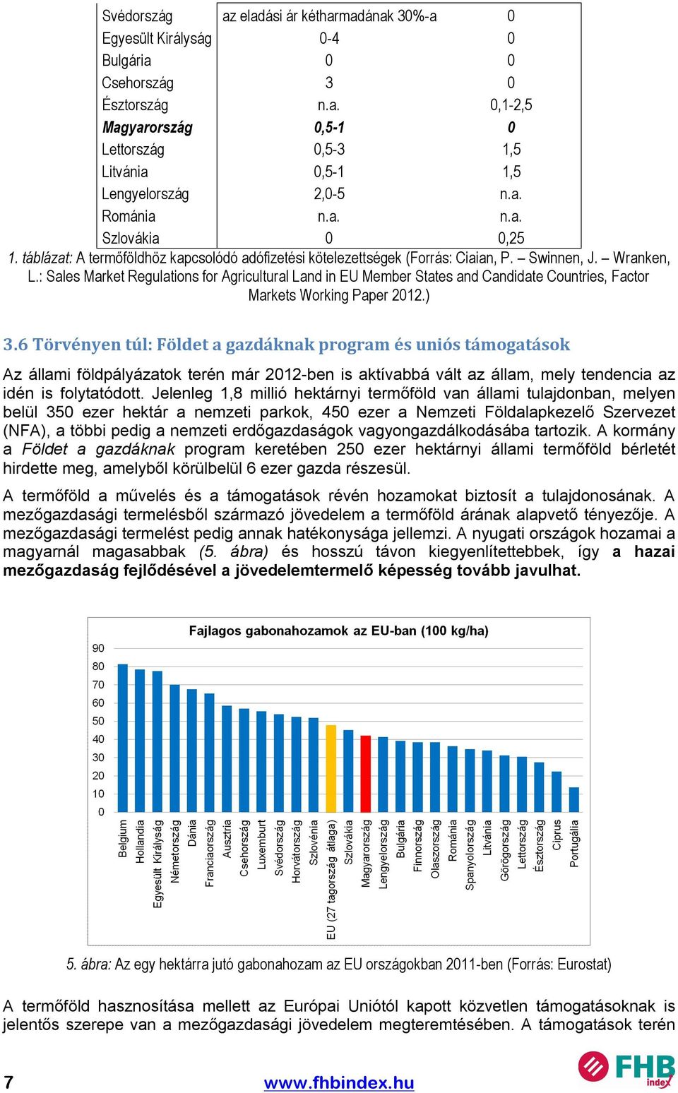 : Sales Market Regulations for Agricultural Land in EU Member States and Candidate Countries, Factor Markets Working Paper 2012.) 3.