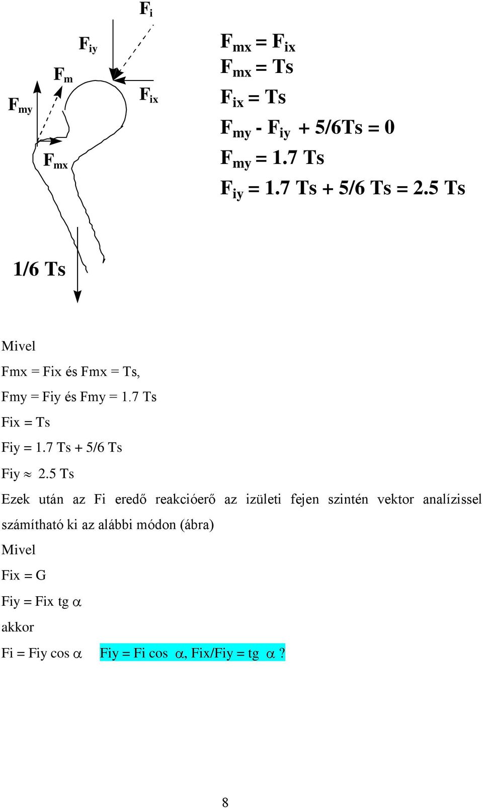 7 Ts Fix = Ts Fiy = 1.7 Ts + 5/6 Ts Fiy 2.