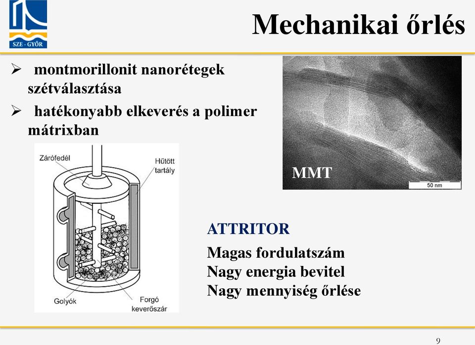 polimer mátrixban MMT ATTRITOR Magas