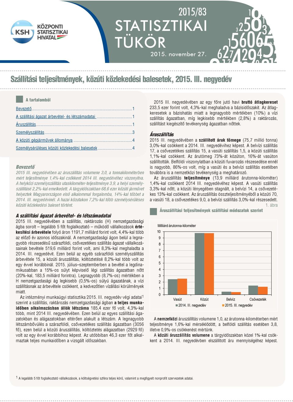 STATISZTIKAI TÜKÖR 2015/83. Szállítási teljesítmények, közúti közlekedési  balesetek, III. negyedév - PDF Free Download