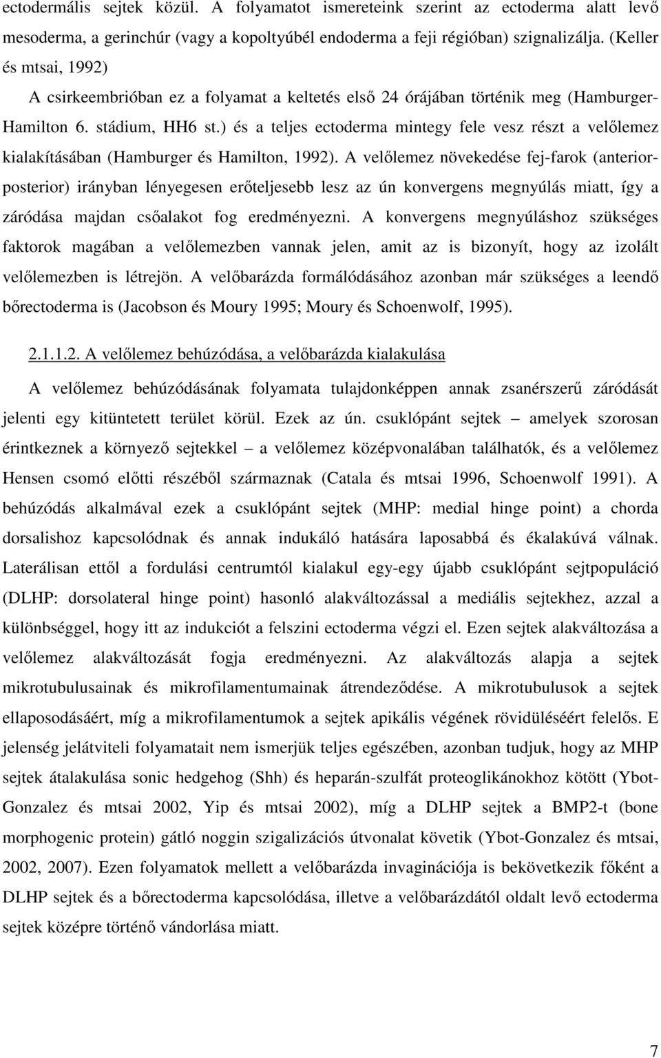 ) és a teljes ectoderma mintegy fele vesz részt a velılemez kialakításában (Hamburger és Hamilton, 1992).