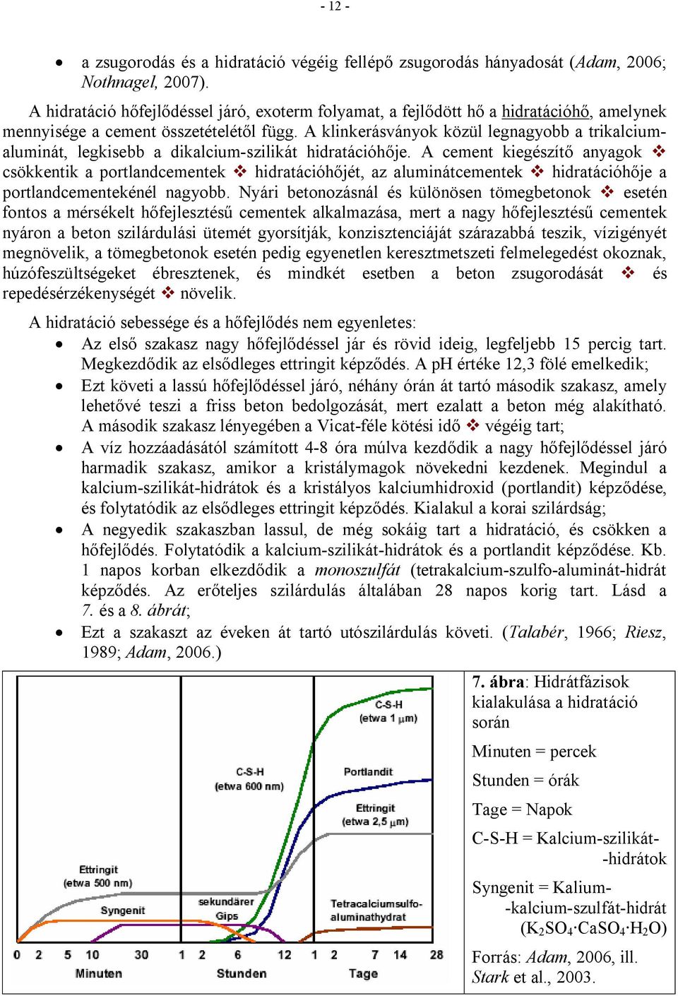 A klinkerásványok közül legnagyobb a trikaliumaluminát, legkisebb a dikalium-szilikát hidratáióhője.
