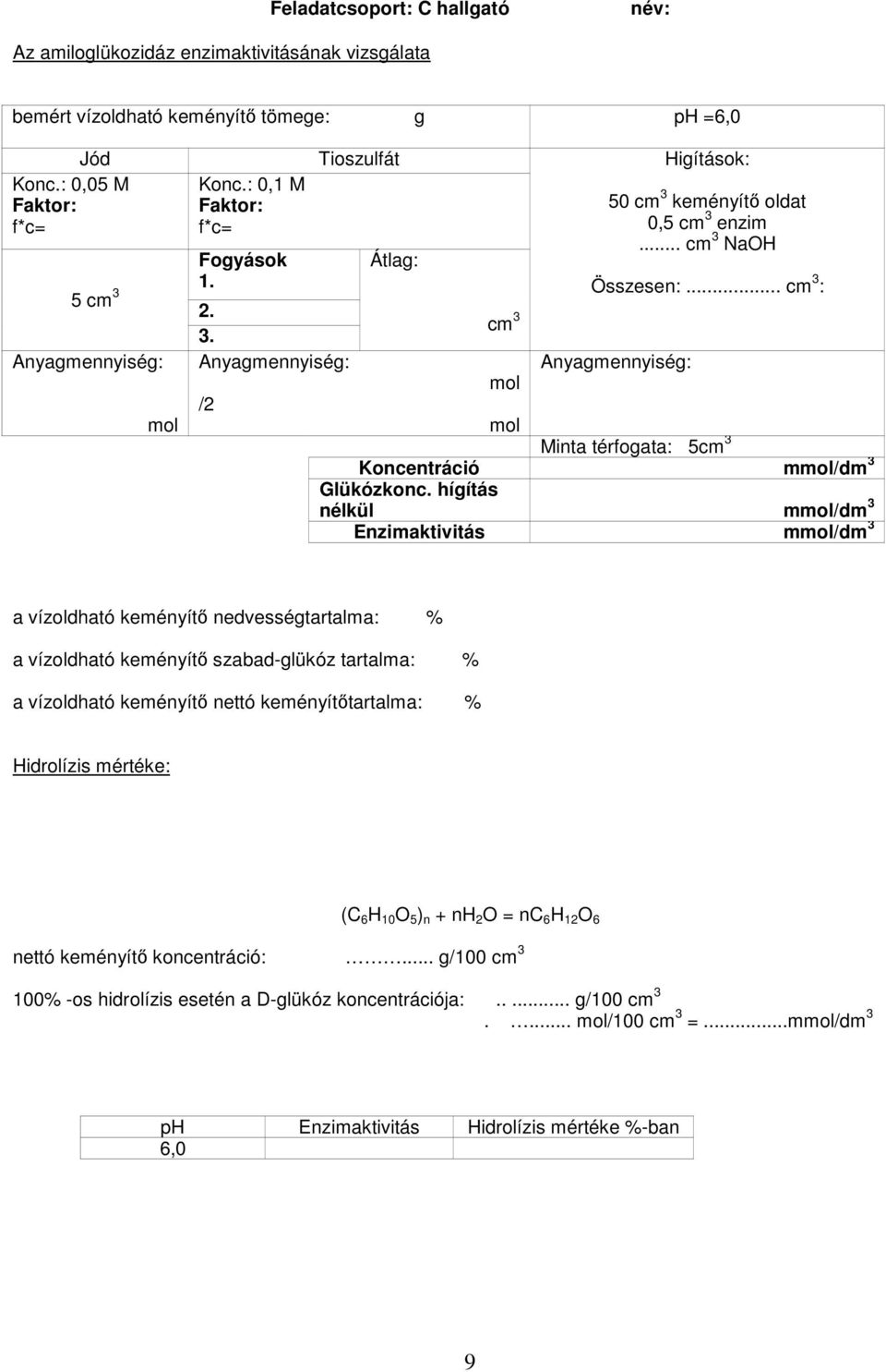 hígítás nélkül m/dm 3 Enzimaktivitás m/dm 3 a vízoldható keményítő nedvességtartalma: % a vízoldható keményítő szabad-glükóz tartalma: % a vízoldható keményítő nettó keményítőtartalma: %