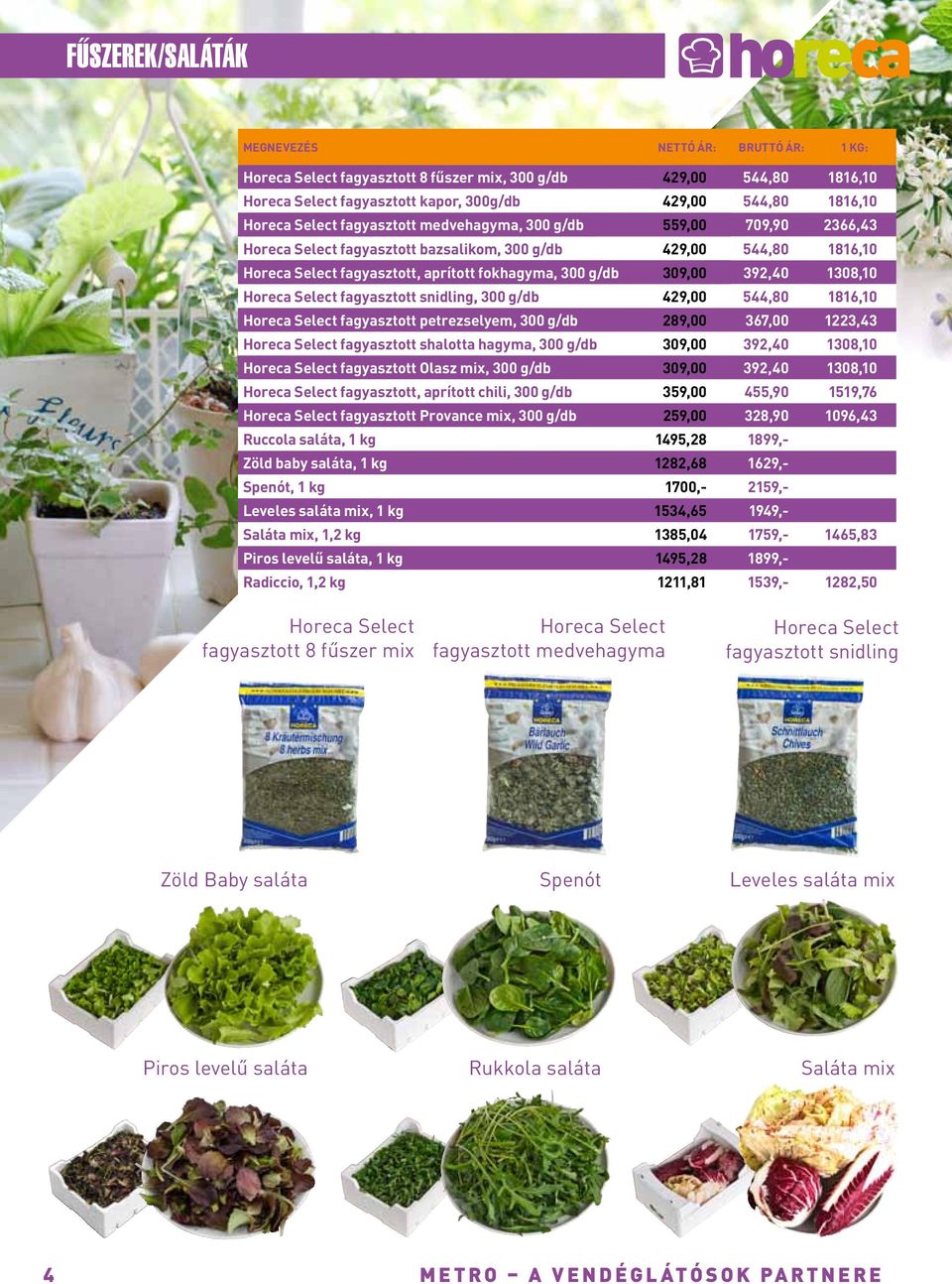 fagyasztott petrezselyem, 300 g/db 289,00 367,00 1223,43 fagyasztott shalotta hagyma, 300 g/db 309,00 392,40 1308,10 fagyasztott Olasz mix, 300 g/db 309,00 392,40 1308,10 fagyasztott, aprított chili,