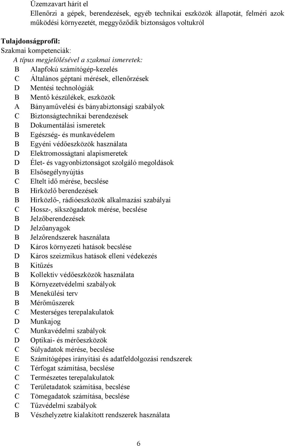 szabályok iztonságtechnikai berendezések Dokumentálási ismeretek Egészség és munkavédelem Egyéni védőeszközök használata D Elektromosságtani alapismeretek D Élet és vagyonbiztonságot szolgáló