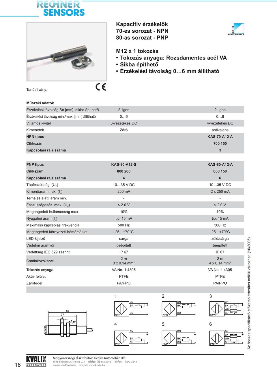 [mm] állítható 0 6 0 6 3-vezetékes DC 4-vezetékes DC Kimenetek Záró antivalens NPN típus KAS-70-A12-A Cikkszám 700 150 Kapcsolási rajz száma 3 PNP típus KAS-80-A12-S KAS-80-A12-A Cikkszám 800 200 800