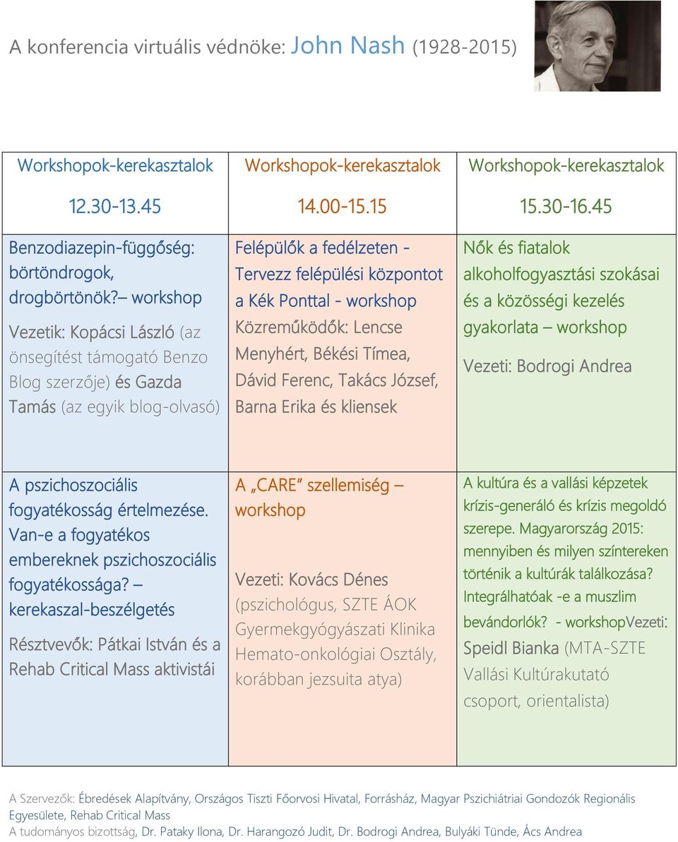 45 Nők és fiatalok alkoholfogyasztási szokásai és a közösségi kezelés gyakorlata workshop Vezeti: Bodrogi Andrea A pszichoszociális fogyatékosság értelmezése.