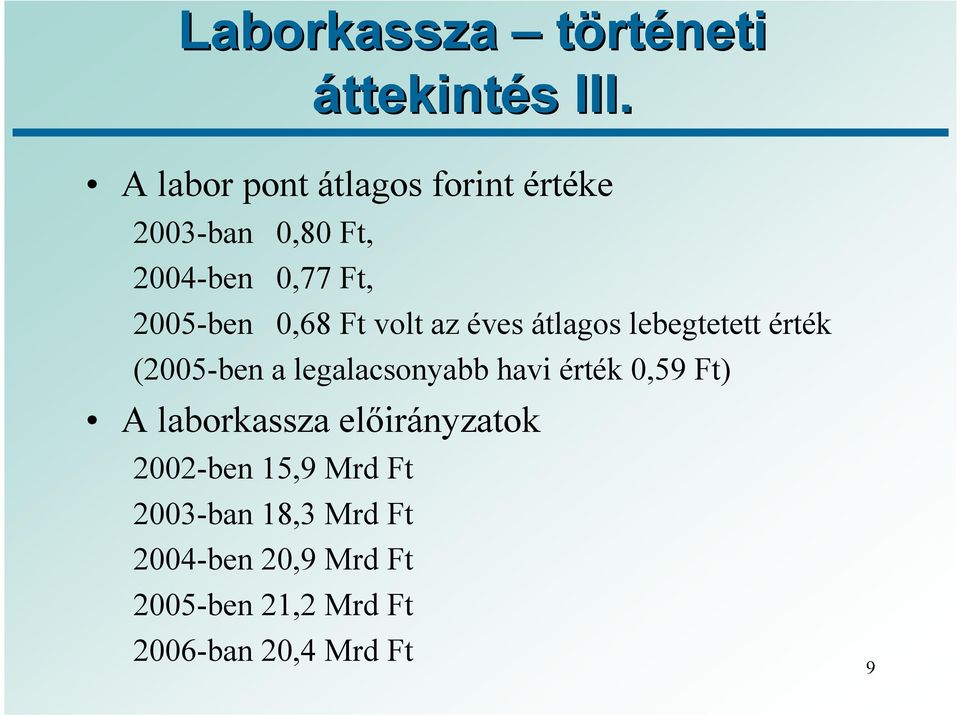 Ft volt az éves átlagos lebegtetett érték (2005-ben a legalacsonyabb havi érték 0,59