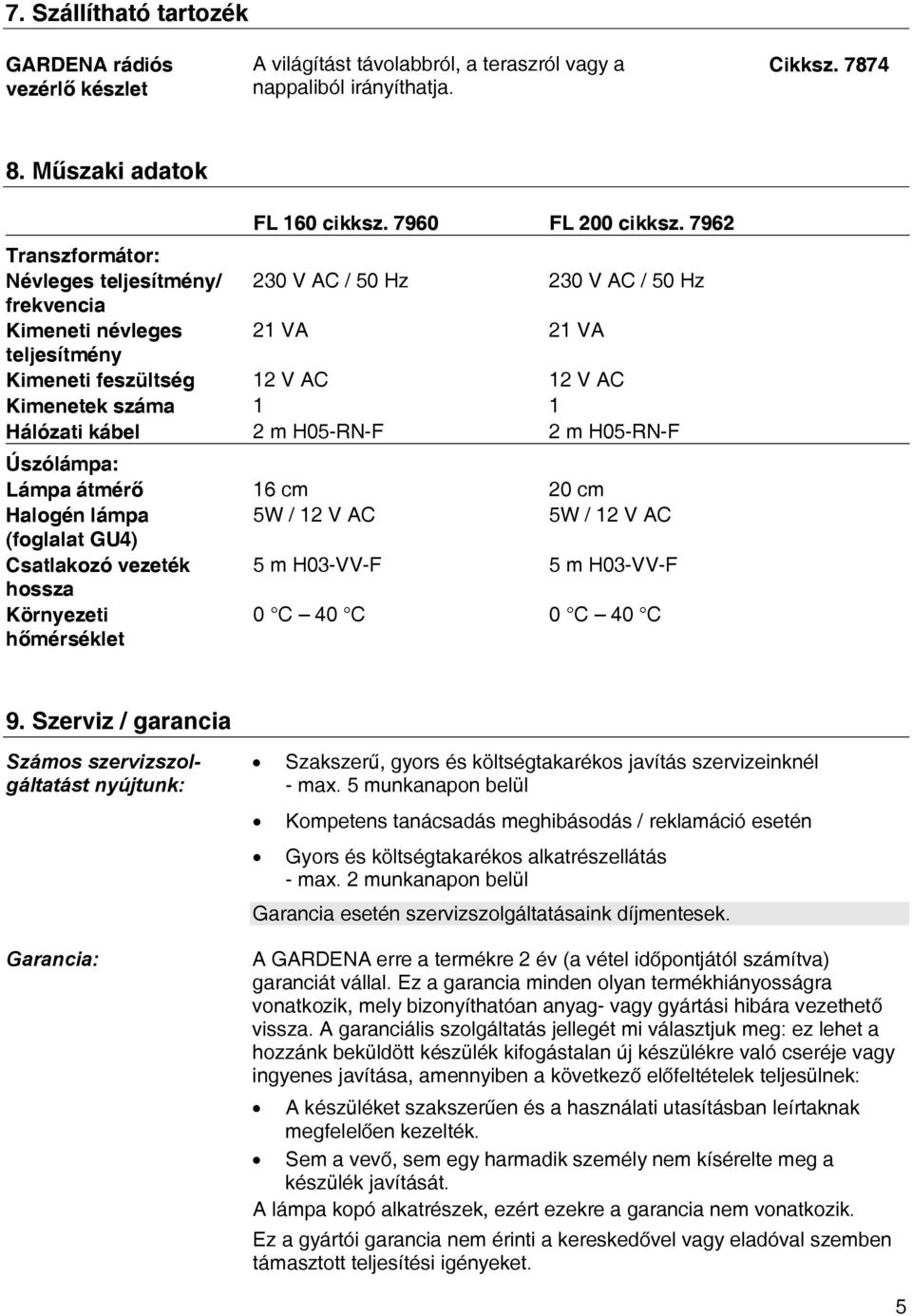 kábel 2 m H05-RN-F 2 m H05-RN-F Úszólámpa: Lámpa átmérő 16 cm 20 cm Halogén lámpa 5W / 12 V AC 5W / 12 V AC (foglalat GU4) Csatlakozó vezeték 5 m H03-VV-F 5 m H03-VV-F hossza Környezeti hőmérséklet 0