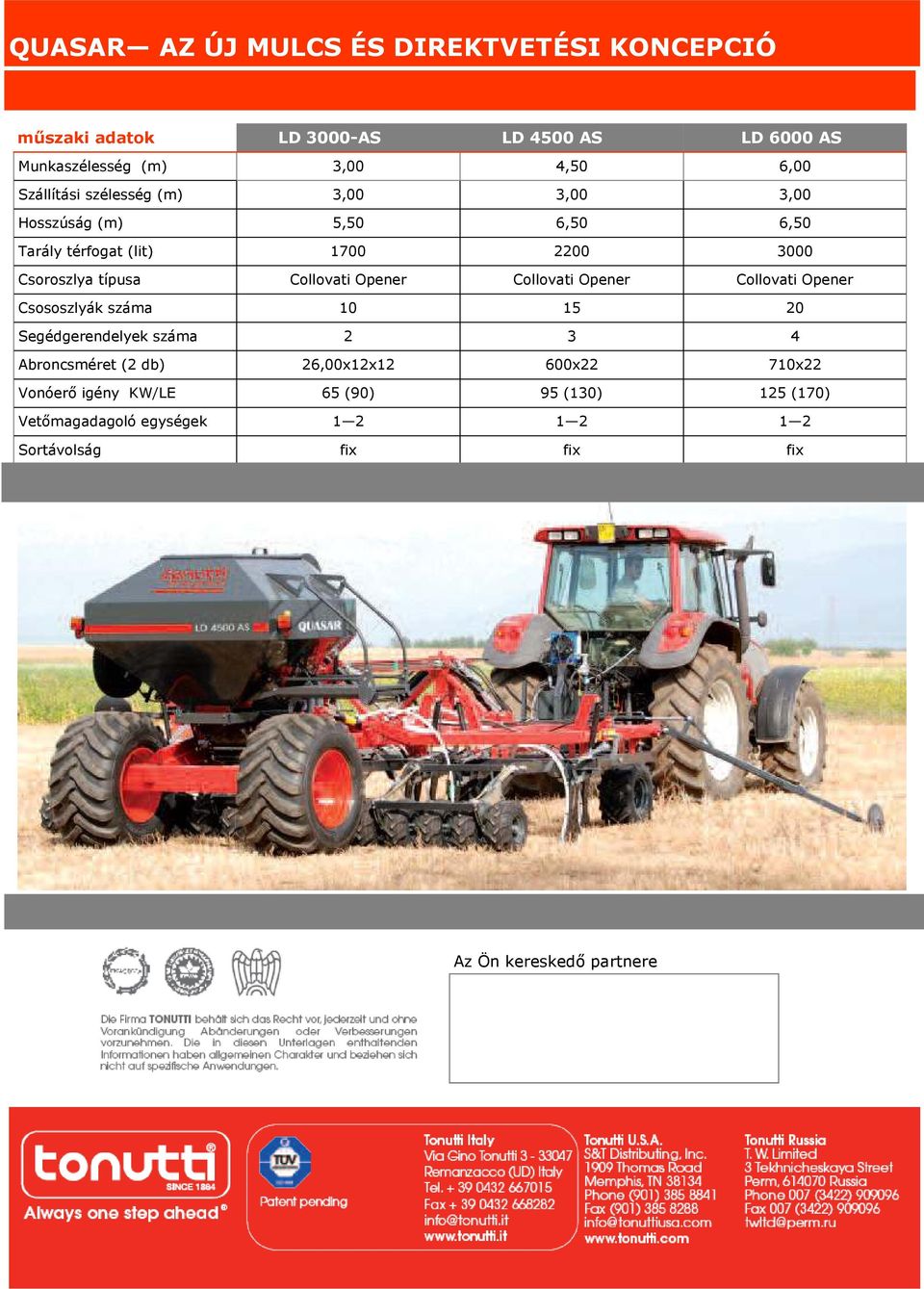 Opener Collovati Opener Collovati Opener Csososzlyák száma 10 15 20 Segédgerendelyek száma 2 3 4 Abroncsméret (2 db) 26,00x12x12