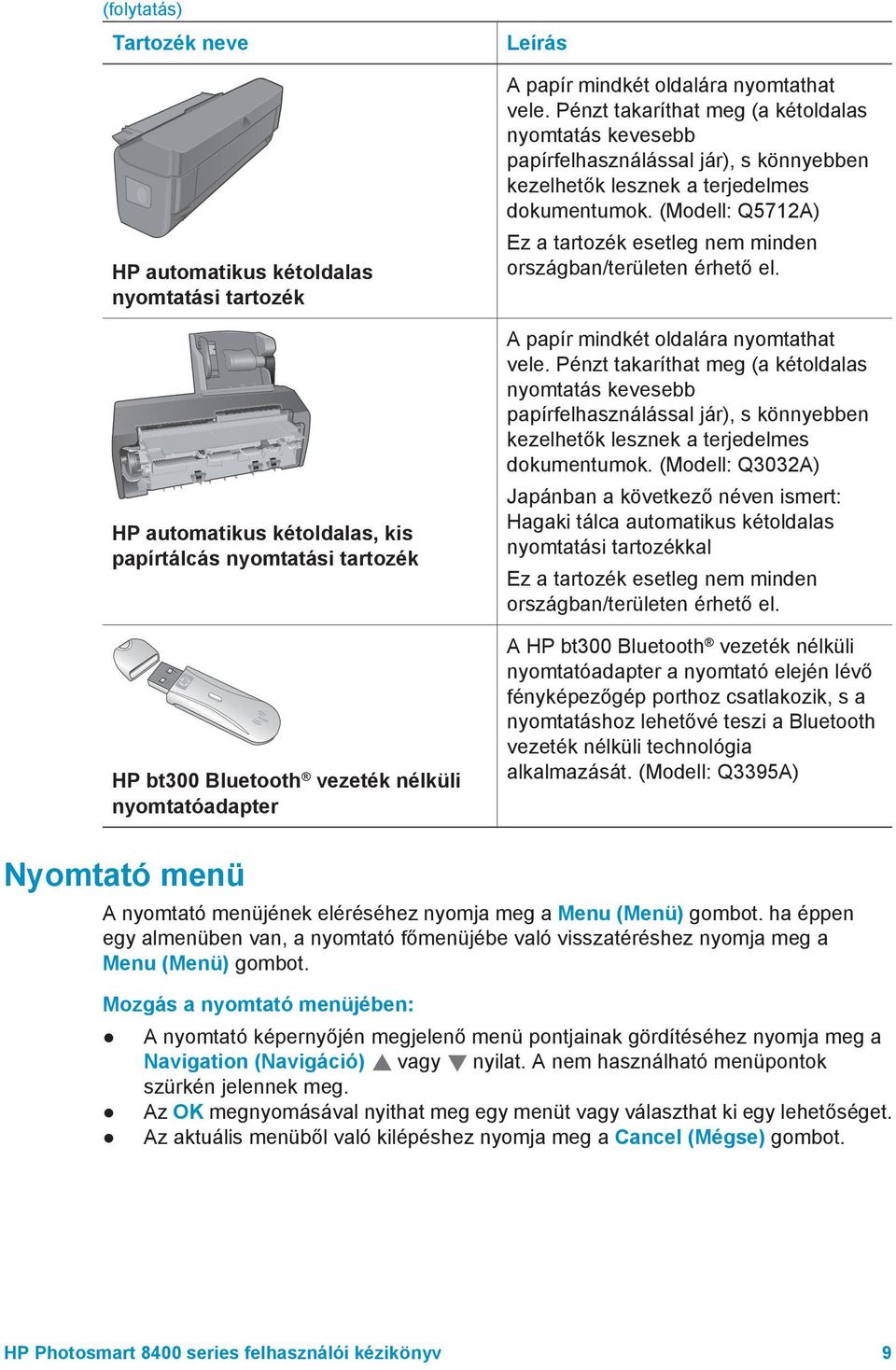 (Modell: Q5712A) Ez a tartozék esetleg nem minden országban/területen érhető el.