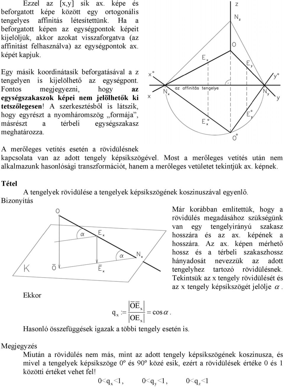 Egy másik koordinátasík beforgatásával a z tengelyen is kijelölhető az egységpont. Fontos megjegyezni, hogy az egységszakaszok képei nem jelölhetők ki tetszőlegesen!