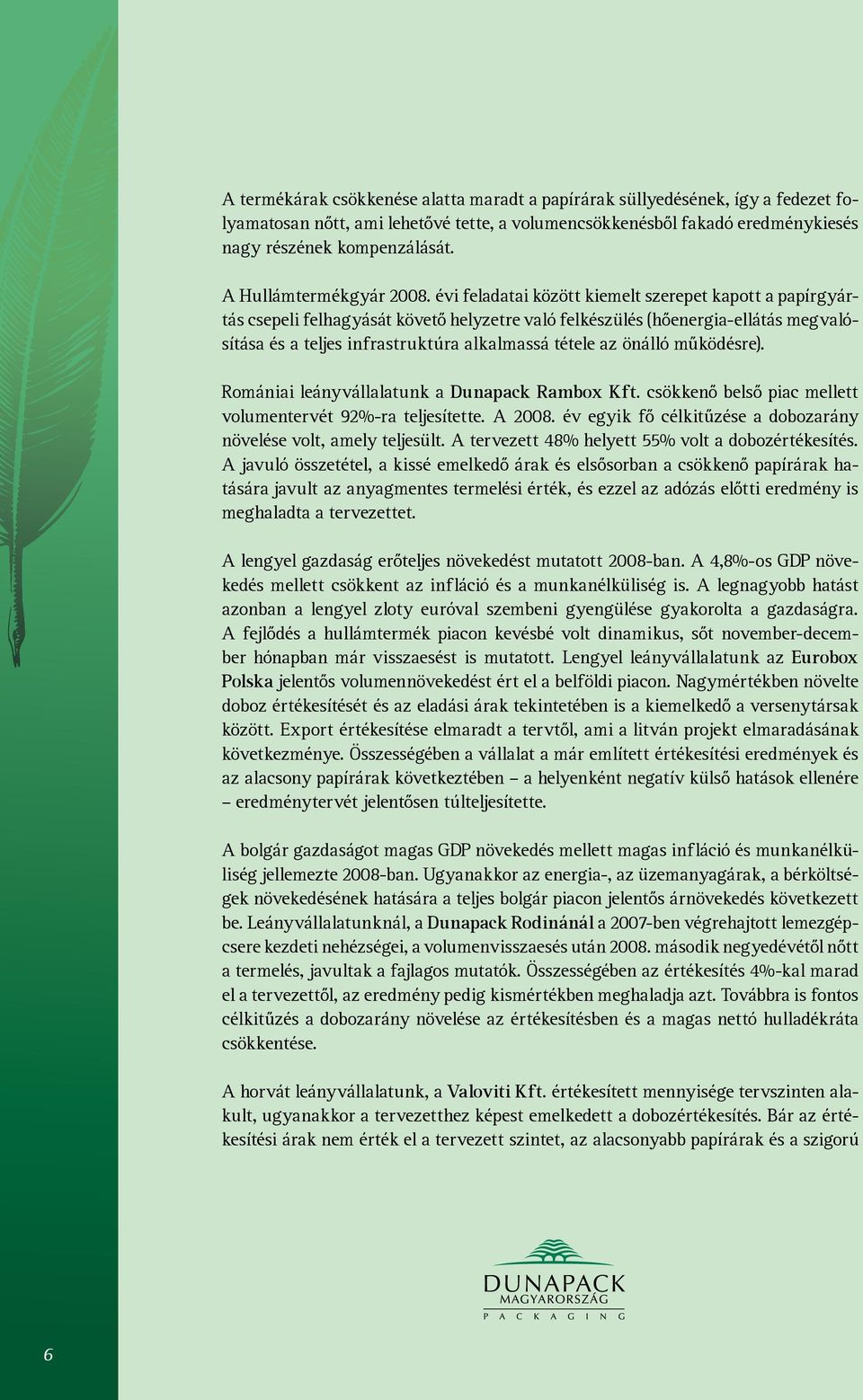 évi feladatai között kiemelt szerepet kapott a papírgyártás csepeli felhagyását követő helyzetre való felkészülés (hőenergia-ellátás megvalósítása és a teljes infrastruktúra alkalmassá tétele az