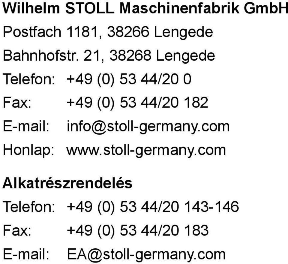 E-mail: info@stoll-germany.