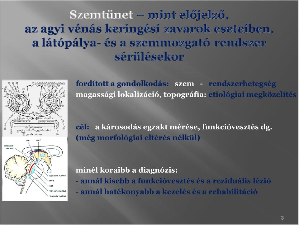 (még mrflógiai eltérés nélkül) minél kraibb a diagnózis: - annál kisebb a