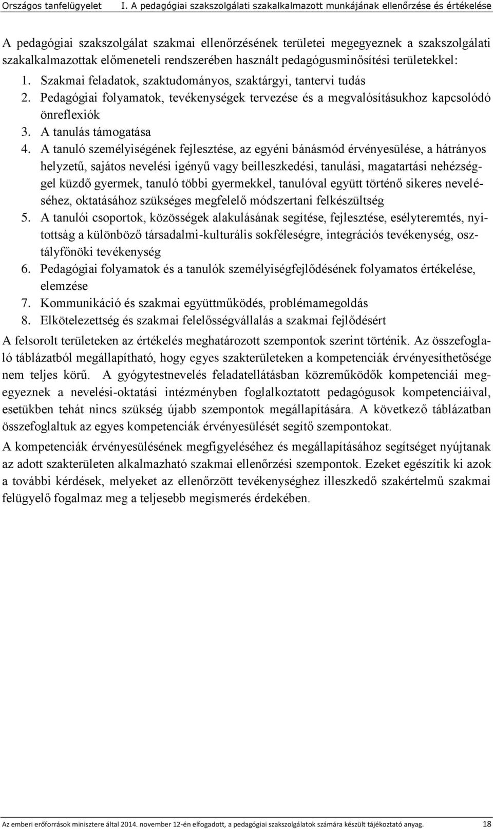 Pedagógiai folyamatok, tevékenységek tervezése és a megvalósításukhoz kapcsolódó önreflexiók 3. A tanulás támogatása 4.