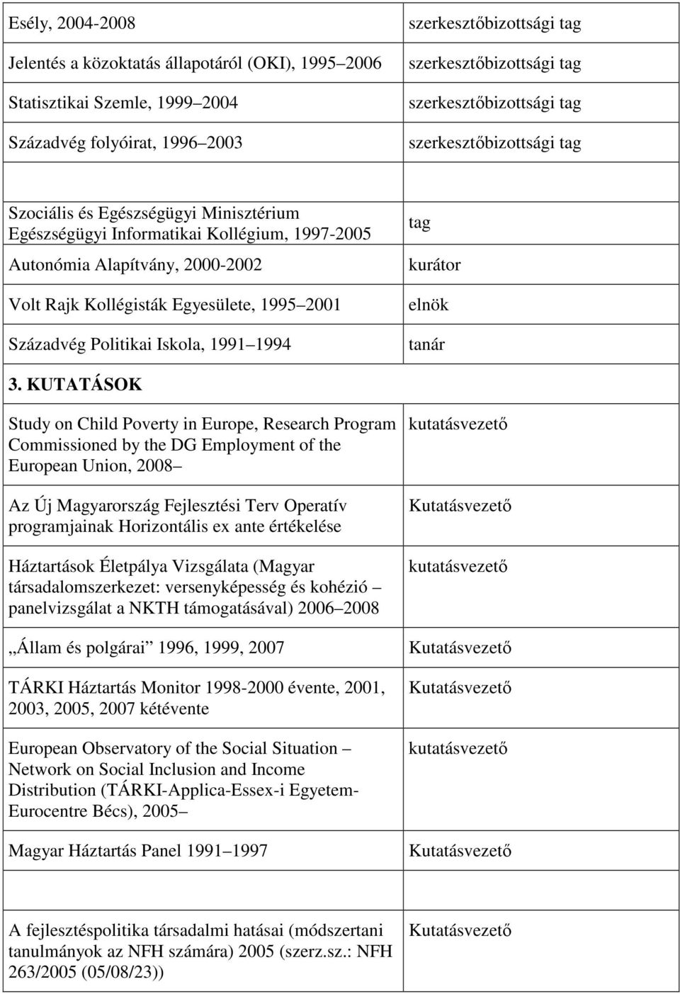 Politikai Iskola, 1991 1994 kurátor elnök tanár 3.