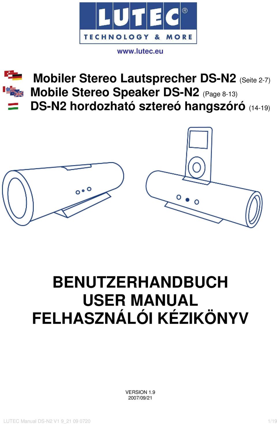 Speaker DS-N2 (Page 8-13) DS-N2 hordozható sztereó hangszóró