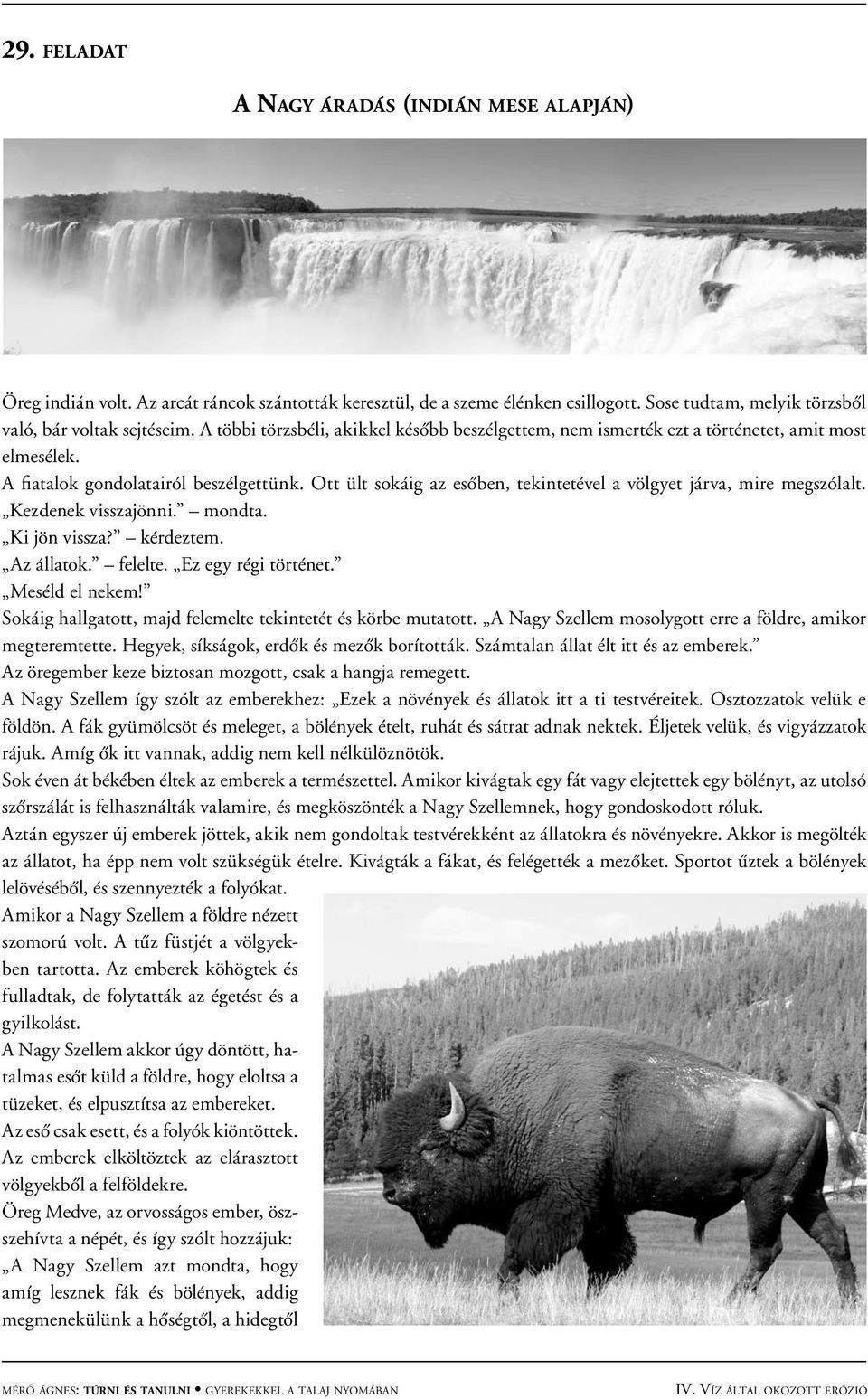 Ott ült sokáig az esôben, tekintetével a völgyet járva, mire megszólalt. Kezdenek visszajönni. mondta. Ki jön vissza? kérdeztem. Az állatok. felelte. Ez egy régi történet. Meséld el nekem!