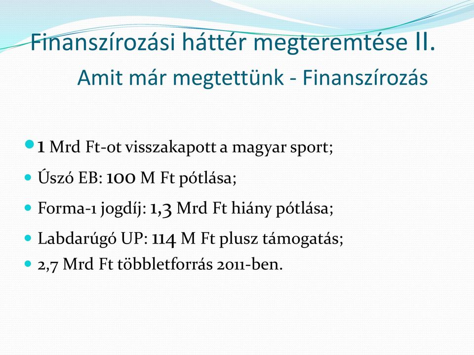 magyar sport; Úszó EB: 100 M Ft pótlása; Forma-1 jogdíj: 1,3 Mrd
