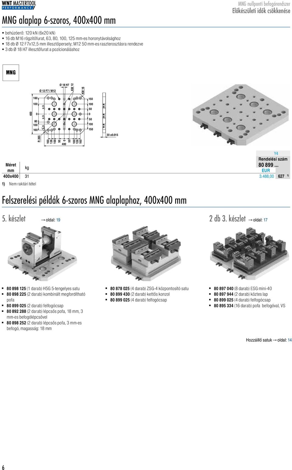 488, 8899627 1) Nem raktári tétel Felszerelési példák 6-szoros alaplaphoz, 4x4 5. készlet oldal: 19 2 db 3.