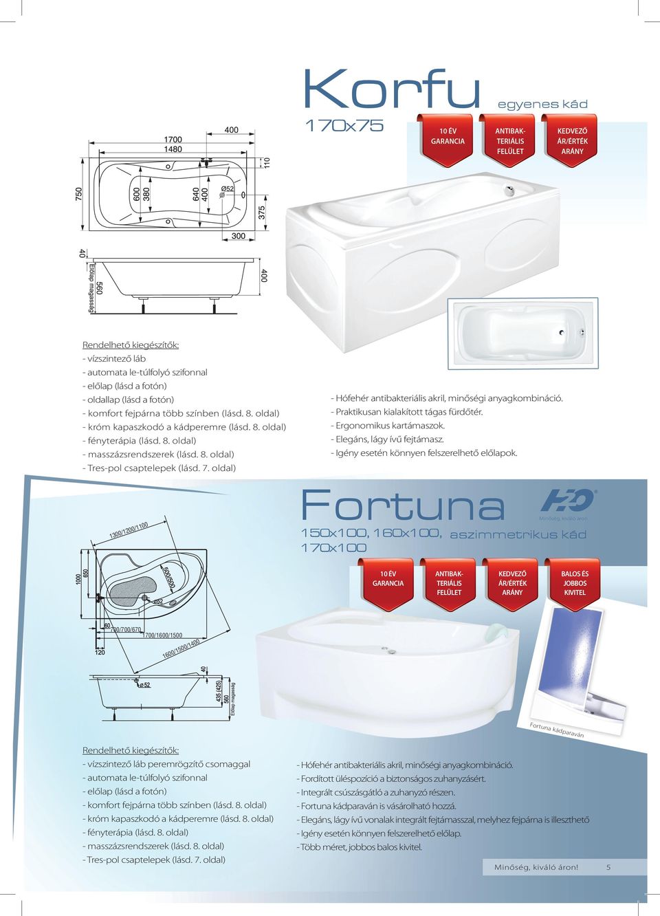 1300/1200/1100 Fortuna 150x100, 160x100, 170x100 Minőség, kiváló áron aszimmetrikus kád ANTIBAK- TERIÁLIS FELÜLET BALOS ÉS JOBBOS KIVITEL 700/700/670 1700/1600/1500 1600/1500/1400 - vízszintező