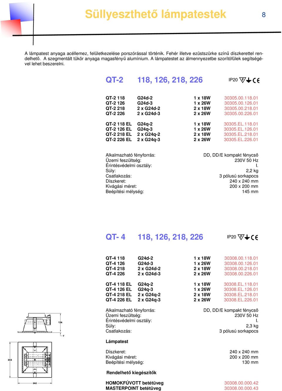 00.126.01 QT-2 218 2 x G24d-2 2 x 18W 30305.00.218.01 QT-2 226 2 x G24d-3 2 x 26W 30305.00.226.01 QT-2 118 EL G24q-2 1 x 18W 30305.EL.118.01 QT-2 126 EL G24q-3 1 x 26W 30305.EL.126.01 QT-2 218 EL 2 x G24q-2 2 x 18W 30305.