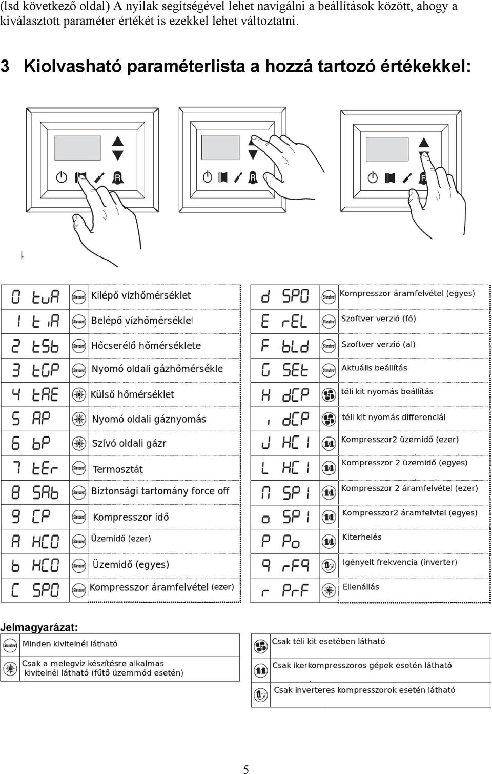 paraméter értékét is ezekkel lehet változtatni.