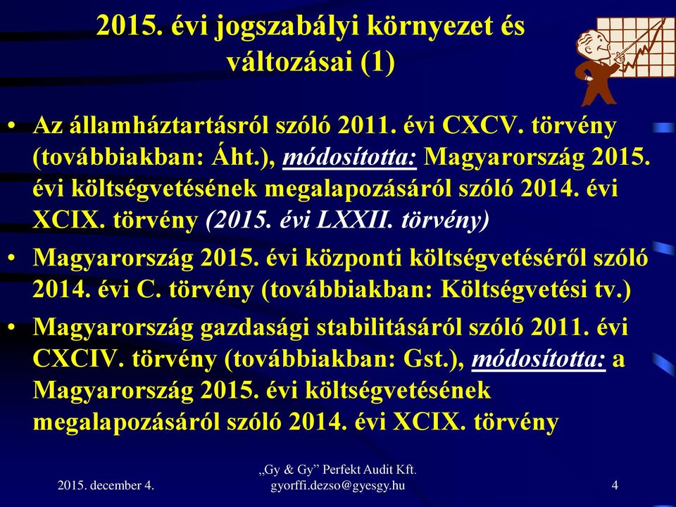 törvény) Magyarország 2015. évi központi költségvetéséről szóló 2014. évi C. törvény (továbbiakban: Költségvetési tv.