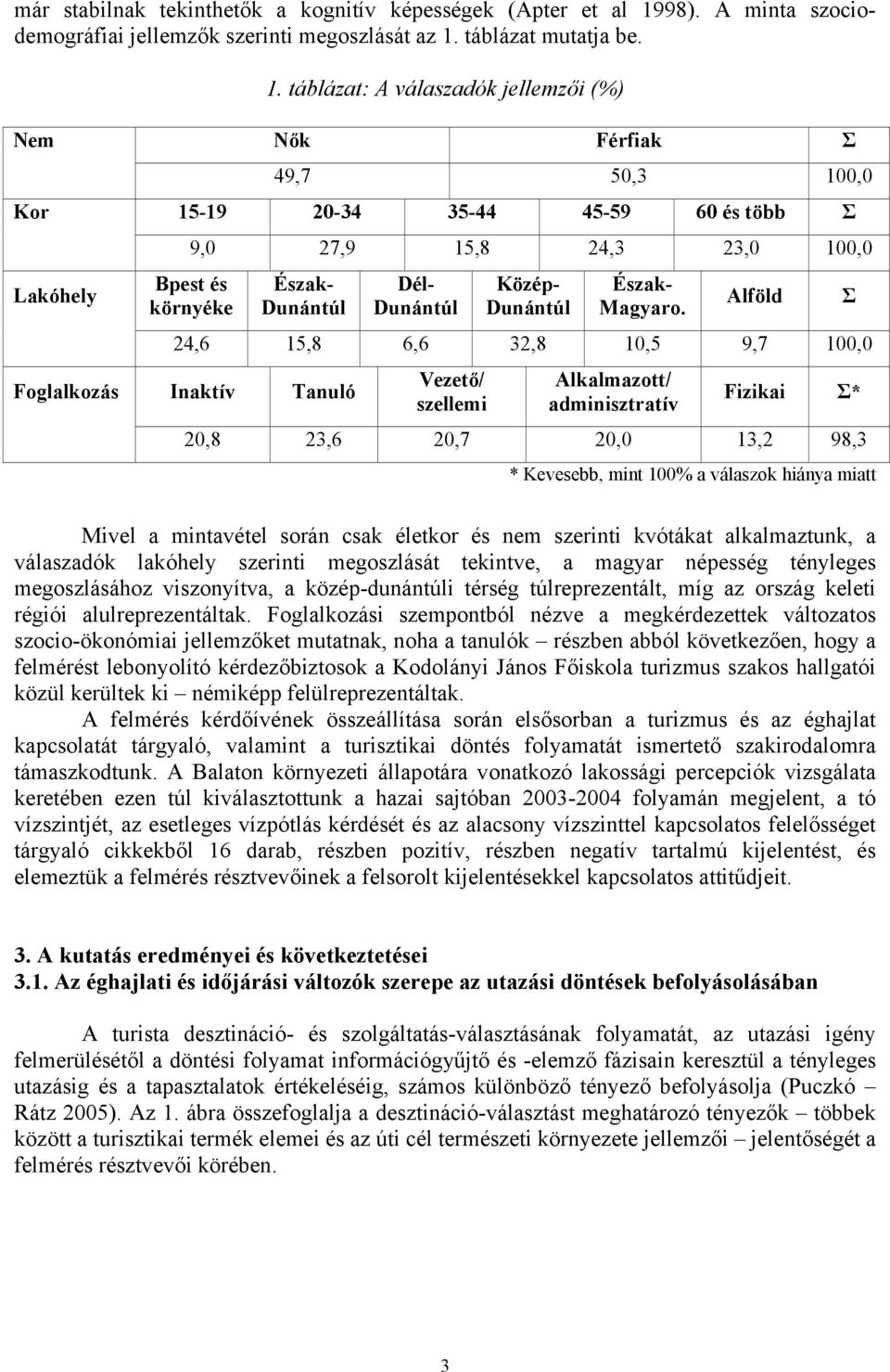 táblázat mutatja be. 1.