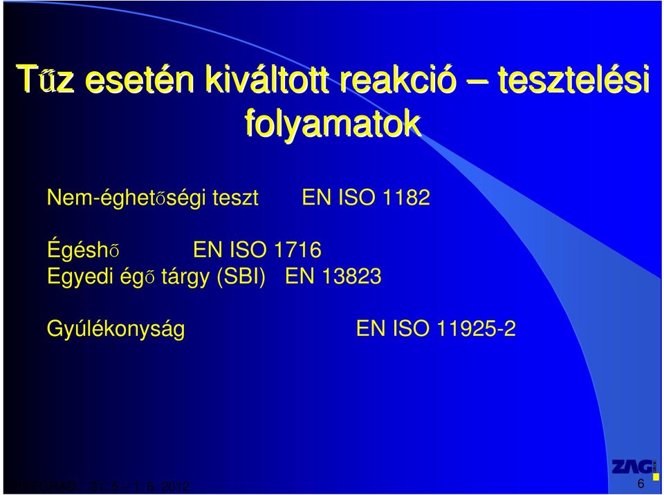 teszt EN ISO 1182 Égéshő EN ISO 1716