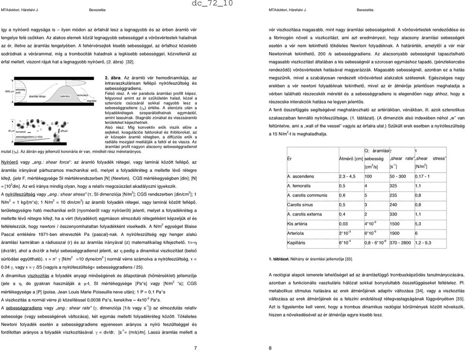 A fehérvérsejtek kisebb sebességgel, az érfalhoz közelebb sodródnak a vérárammal, míg a trombociták haladnak a legkisebb sebességgel, közvetlenül az érfal mellett, viszont rájuk hat a legnagyobb