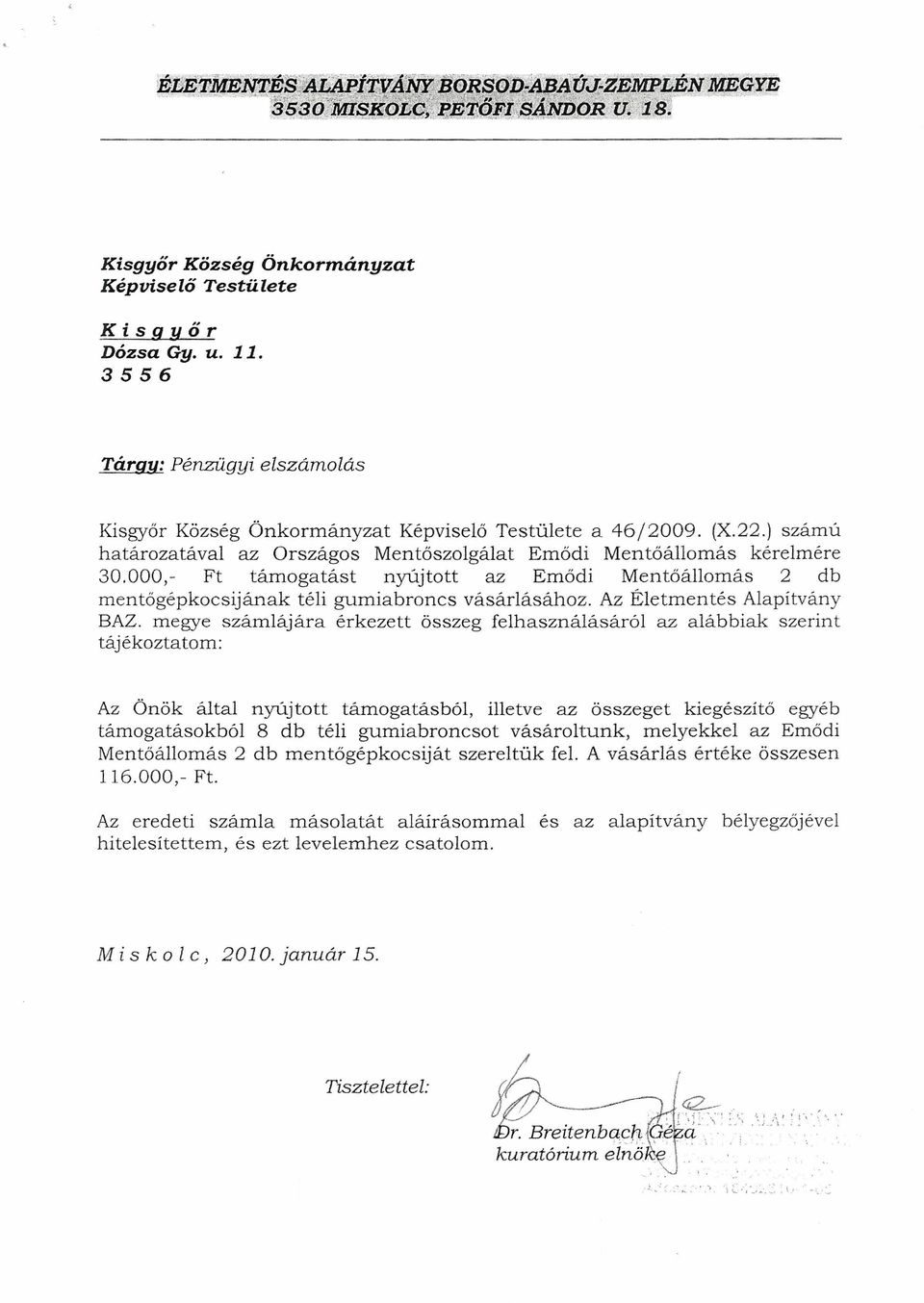 Az Életmentés Alapítvány BAZ.