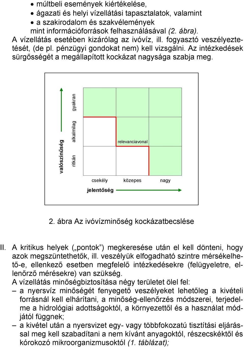 g gyakra n valószínűség ritkán alkalmila relevanciavonal csekély közepes nagy jelentőség 2. ábra Az ivóvízminőség kockázatbecslése II.