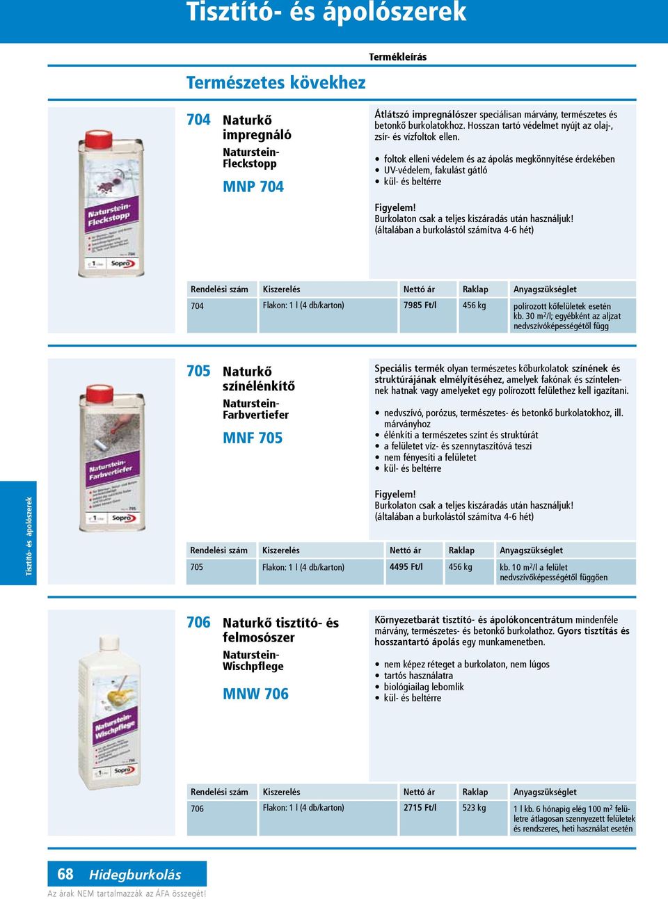 Burkolaton csak a teljes kiszáradás után használjuk! (általában a burkolástól számítva 4-6 hét) 704 Flakon: 1 l (4 db/karton) 7985 Ft/l 456 kg polírozott kőfelületek esetén kb.