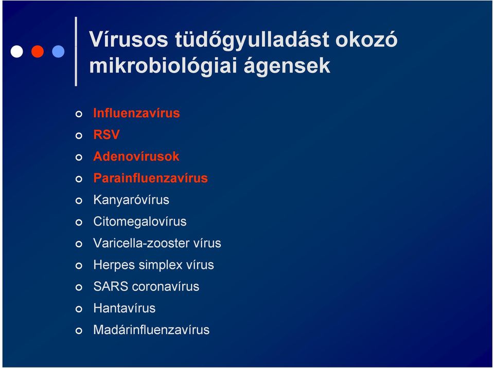 Kanyaróvírus Citomegalovírus Varicella-zooster vírus