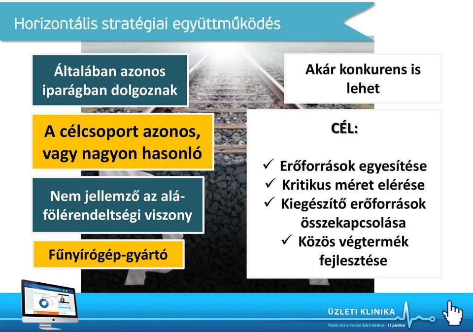 viszony Fűnyírógép-gyártó Akár konkurens is lehet CÉL: Erőforrások egyesítése