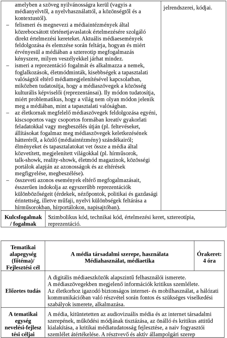 Aktuális médiaesemények feldolgozása és elemzése során feltárja, hogyan és miért érvényesül a médiában a sztereotip megfogalmazás kényszere, milyen veszélyekkel járhat mindez.