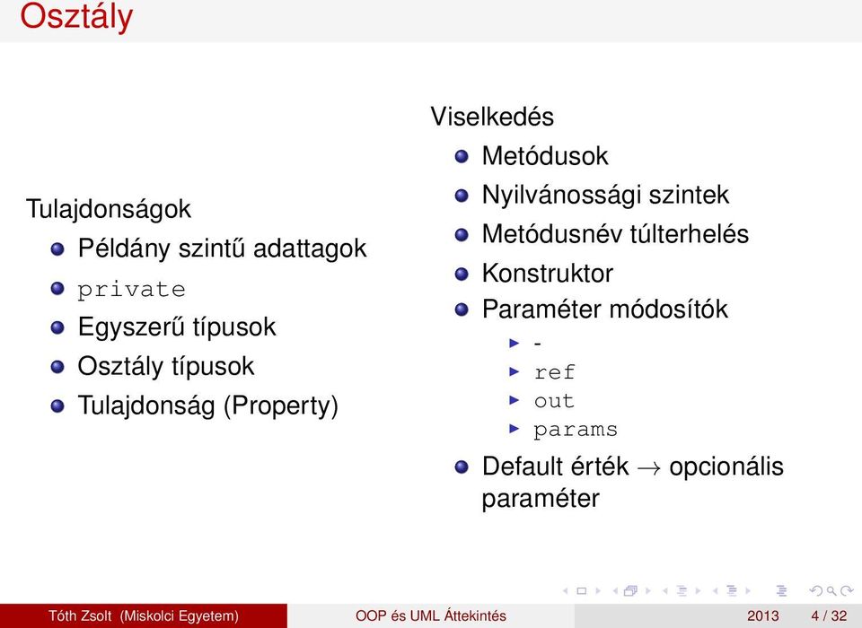 Metódusnév túlterhelés Konstruktor Paraméter módosítók - ref out params Default