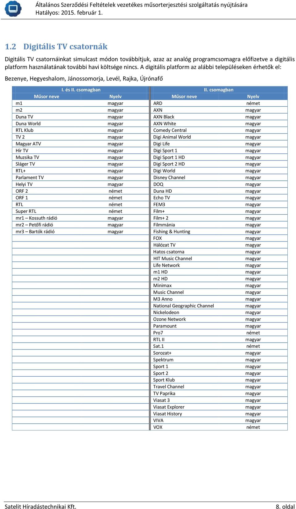 1.1 Analóg TV csatornák - PDF Free Download